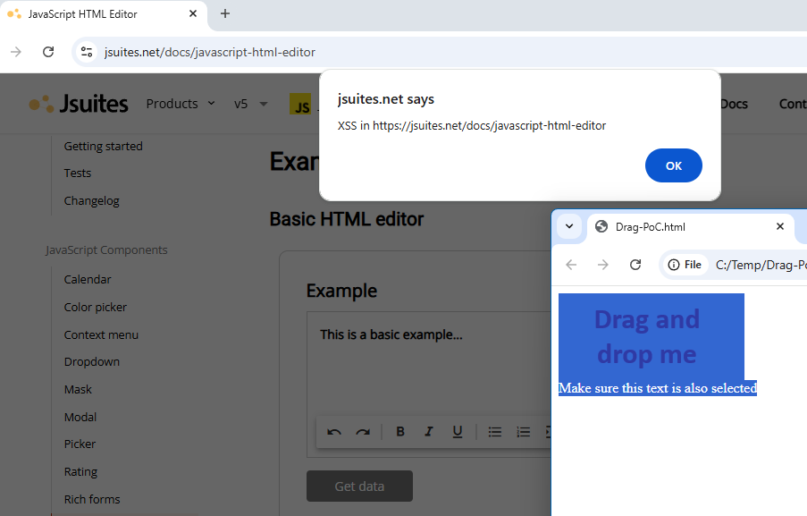 Cross-Site Scripting in jSuites