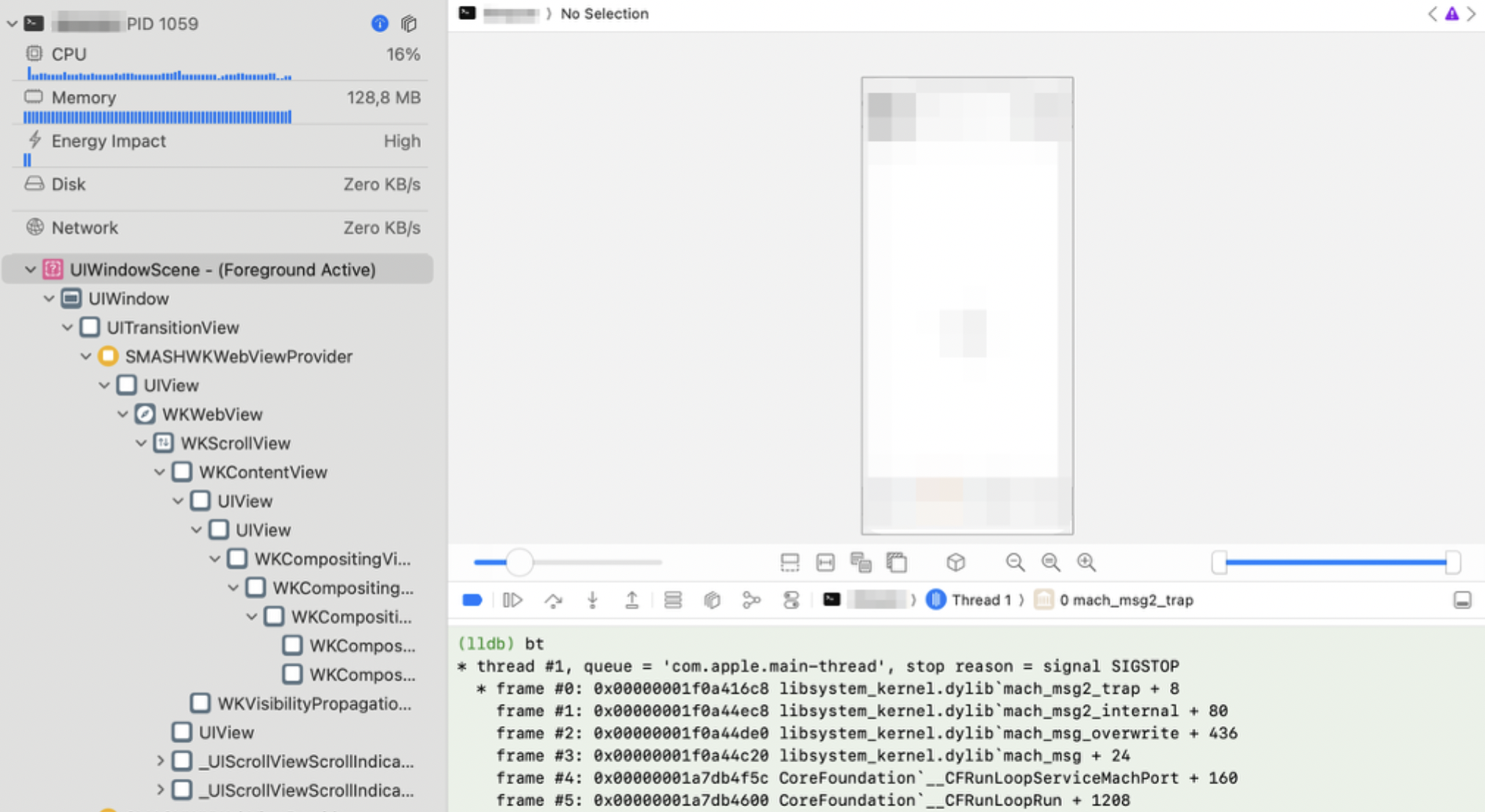 LLDB debugger attached